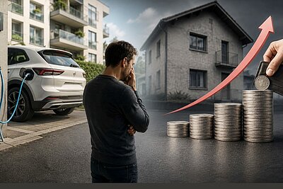 Laden zu Hause: Der Bundesrat will den Zugang zu Ladeinfrastruktur in Mehrfamilienhäusern erleichtern. Noch ist die Regelung aber nicht beschlossen. Bild: KI generiert