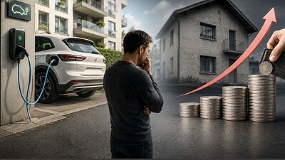 Laden zu Hause: Der Bundesrat will den Zugang zu Ladeinfrastruktur in Mehrfamilienhäusern erleichtern. Noch ist die Regelung aber nicht beschlossen. Bild: KI generiert
