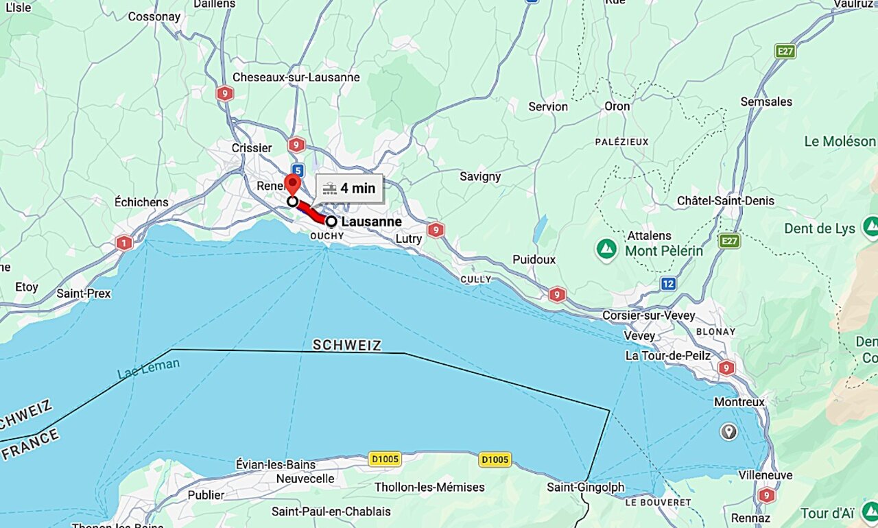 Die betroffene Strecke soll bis sicherlich Dienstagmorgen gesperrt bleiben, teilten die SBB mit. Bild: Google Maps