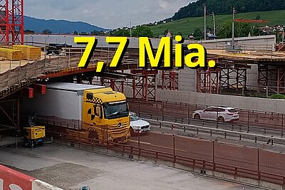 Der Ausbau und der Unterhalt der Strassen in der Schweiz ist teuer. 7,7 Milliarden Franken kostete es 2023. Bild: ASTRA
