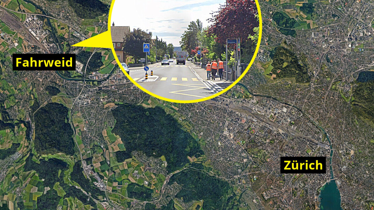 Auf dieser Strasse durch Fahrweid ZH raste Mirco S. in seinem VW Golf. Grafik: STREETLIFE, Google Maps