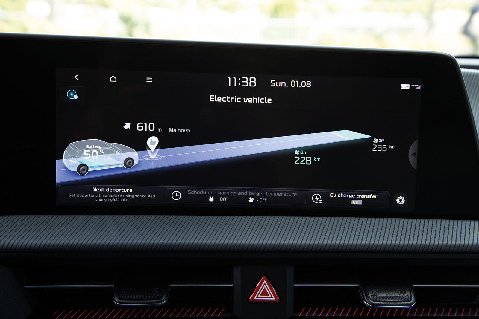 Anzeige in einem Elektorauto