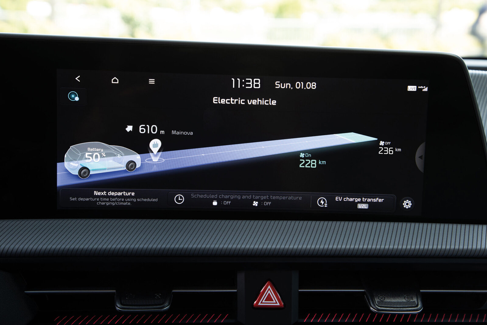 Anzeige in einem Elektorauto