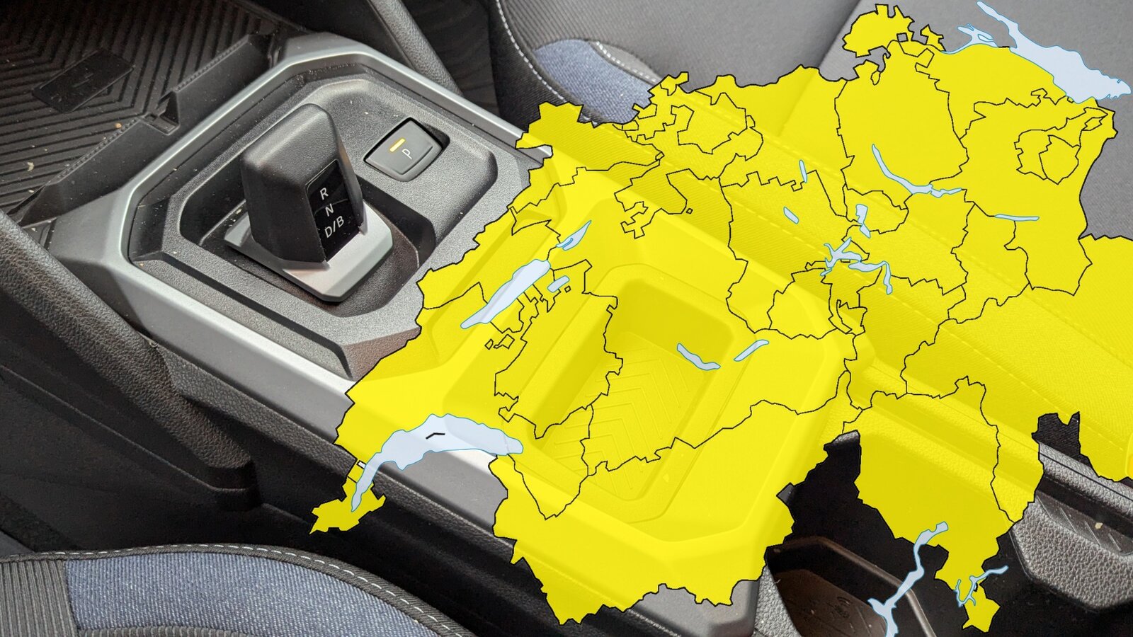 Automatik-Wahlhebel mit Schweizerkarte darüber