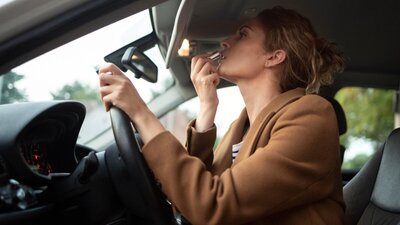 Schminken beim Autofahren
