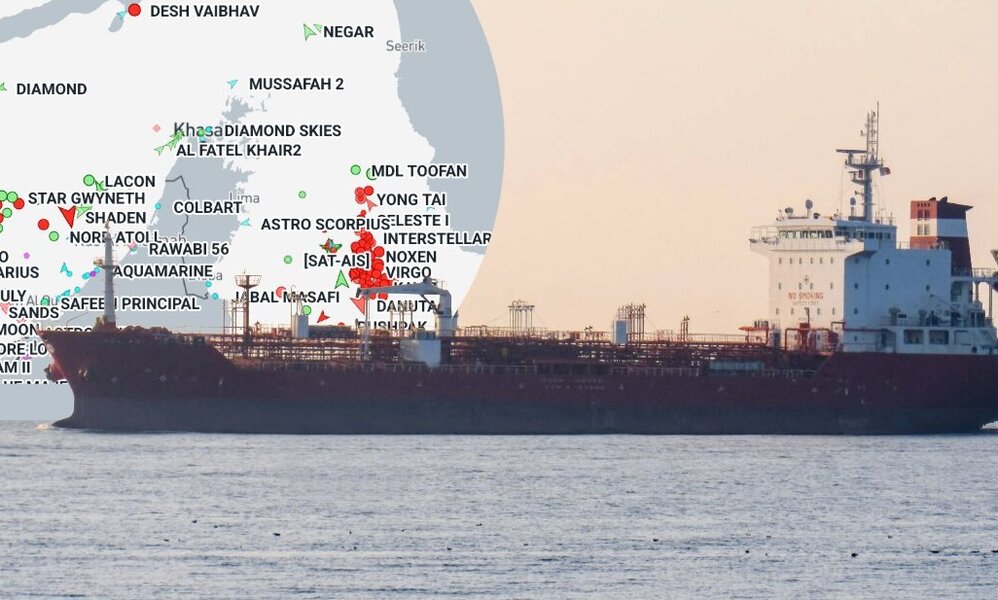 Das Echtzeit-Tracking der Schifffahrt in der Strasse von Hormus zeigt: Das Nadelöhr wird derzeit kaum befahren. Bild: Marine Vessel Traffic, Freepik