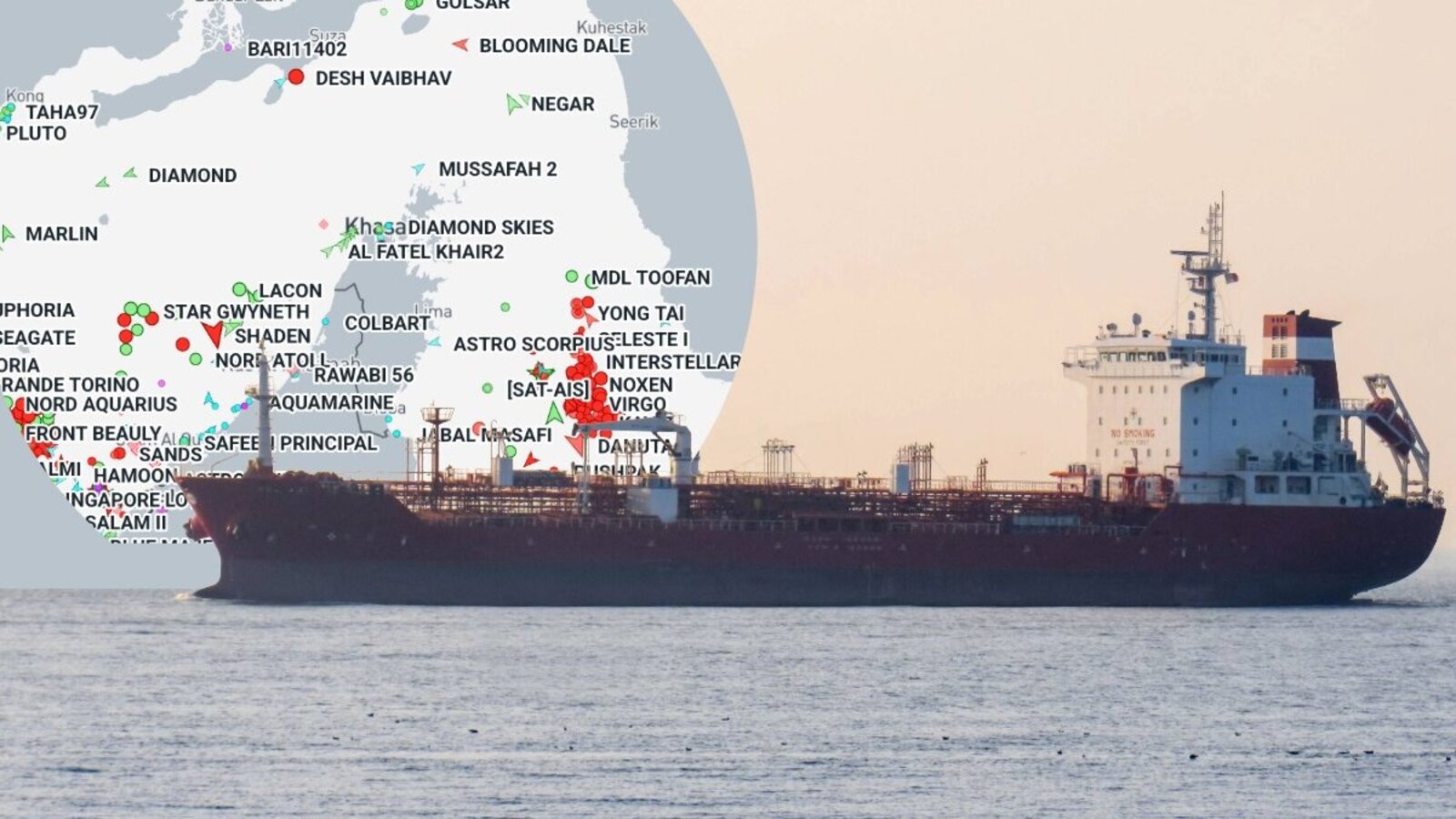 Das Echtzeit-Tracking der Schifffahrt in der Strasse von Hormus zeigt: Das Nadelöhr wird derzeit kaum befahren. Bild: Marine Vessel Traffic, Freepik