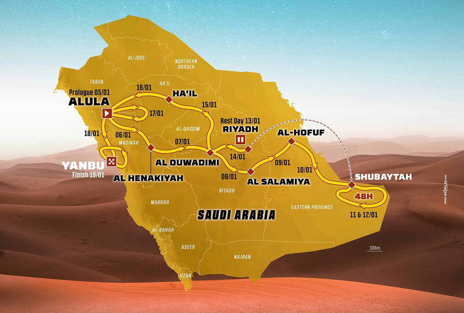Die Route der Rallye Dakar 2024