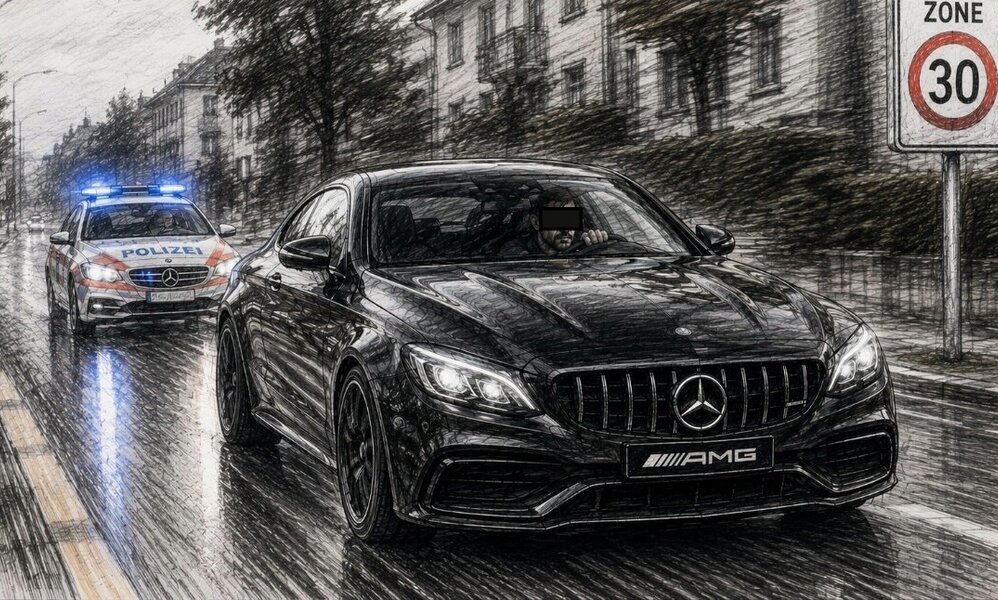 Die Kantonspolizei Zürich nahm gegen 16 Uhr zuerst die Verfolgung auf, brach die Fahrt aber wegen zu grosser Gefährdung wieder ab. Bild: mit KI erstellt