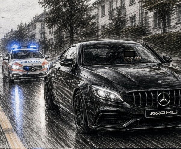 Die Kantonspolizei Zürich nahm gegen 16 Uhr zuerst die Verfolgung auf, brach die Fahrt aber wegen zu grosser Gefährdung wieder ab. Bild: mit KI erstellt