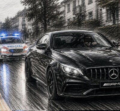 Die Kantonspolizei Zürich nahm gegen 16 Uhr zuerst die Verfolgung auf, brach die Fahrt aber wegen zu grosser Gefährdung wieder ab. Bild: mit KI erstellt