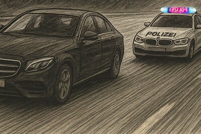 Als die Polizeipatrouille Blaulicht und Sirene aktivierten, reagierte der Neulenker die Flucht. Symbolbild: Illustration ist KI generiert