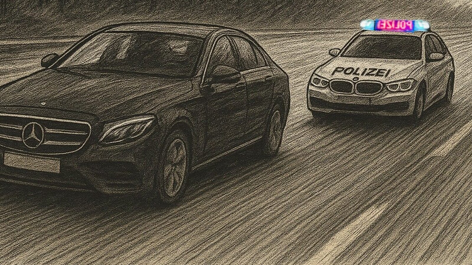 Als die Polizeipatrouille Blaulicht und Sirene aktivierten, reagierte der Neulenker die Flucht. Symbolbild: Illustration ist KI generiert
