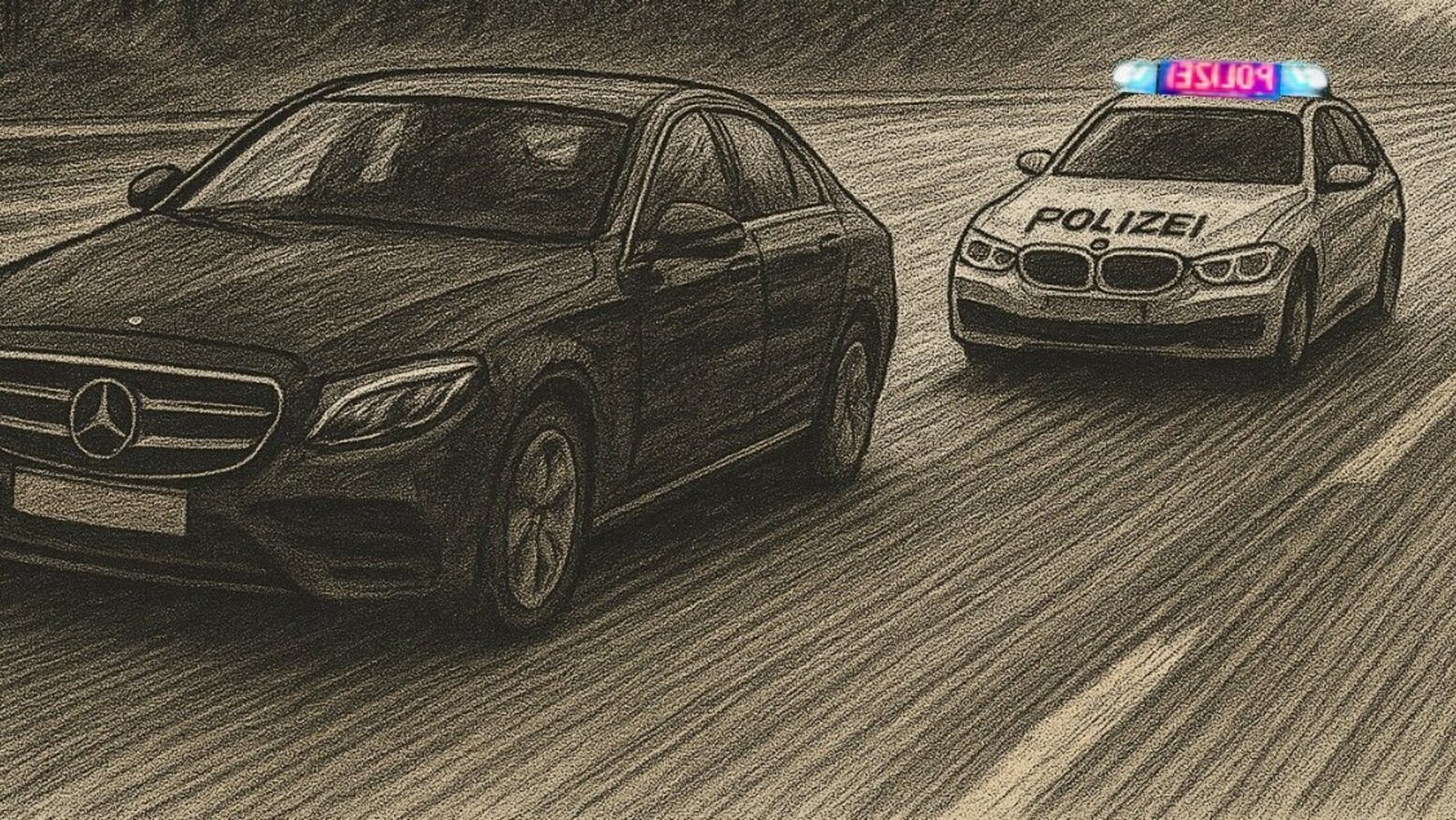 Als die Polizeipatrouille Blaulicht und Sirene aktivierten, reagierte der Neulenker die Flucht. Symbolbild: Illustration ist KI generiert