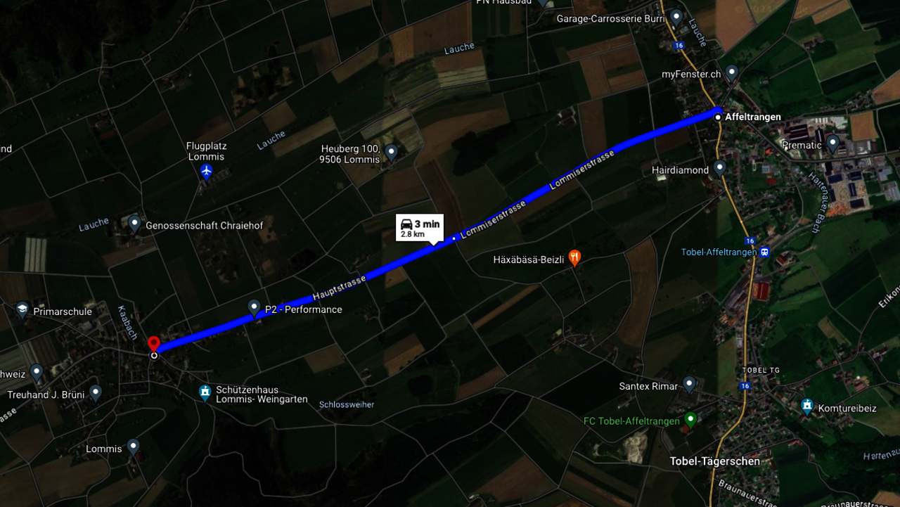 Karte der Raserfahrt