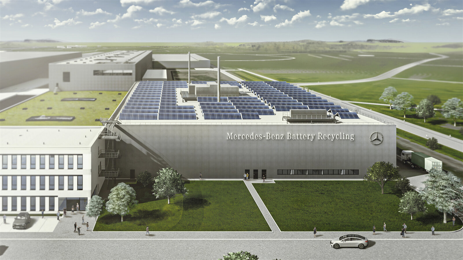 In dieser Fabrik will Mercedes künftig Batterien recyceln.
