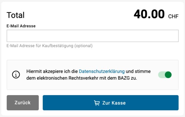Bevor man bezahlt, ist die Datenschutzerklärung zu akzeptieren.