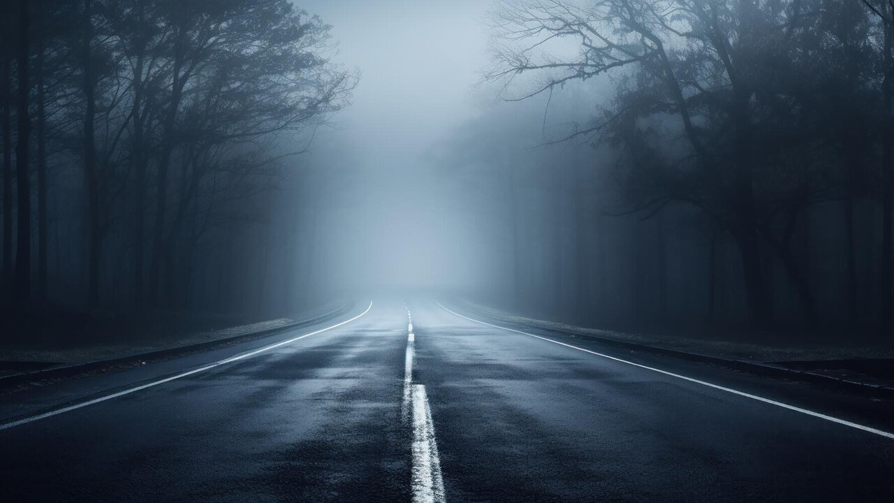 Neblige Strasse