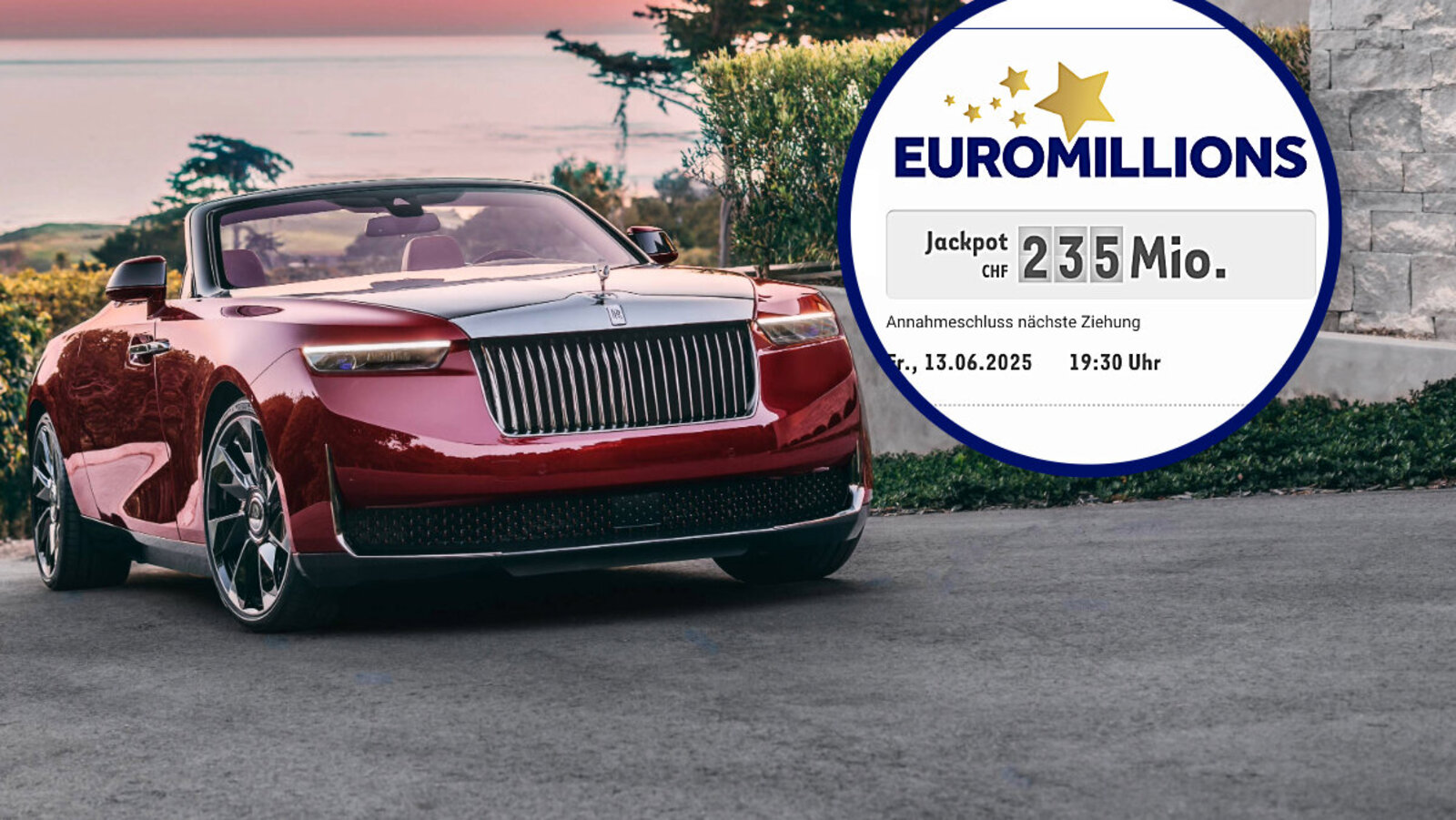 Mit dem Euromillionsgewinn liegen Luxuxautos absolut drin. Bild: Rolls-Royce, Swisslos