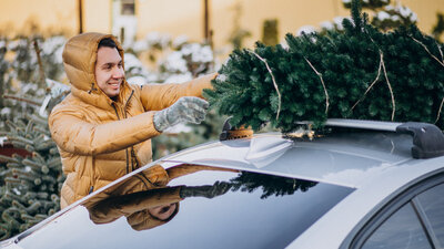 Alle freuen sich auf die Bescherung unter dem Weihnachtsbau. Doch dafür muss der Tanne zuerst nach Hause gebraucht werden. Bild: Freepik, senivpetro