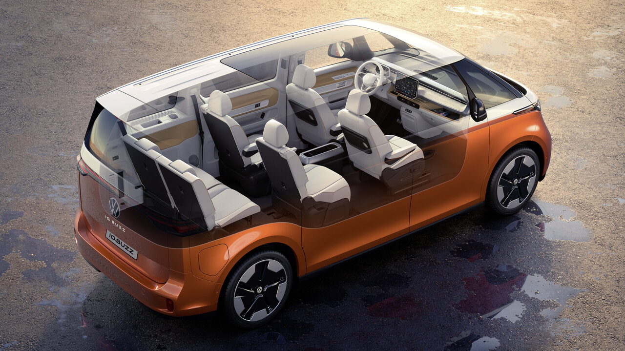 Eine Grafik erlaubt einen Blick ins Innere des VW ID. Buzz