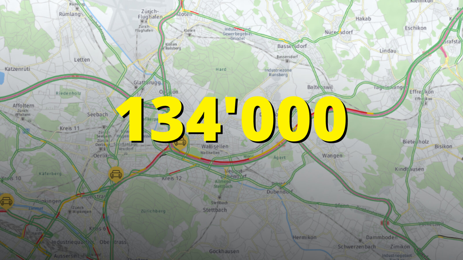 134'000 Anzahl Fahrzeuge A1 Wallisellen - Zahl der Woche