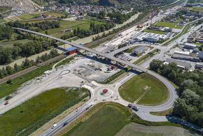 Baustelle des Autobahnanschluss Raren an der A9 im Kanton Wallis