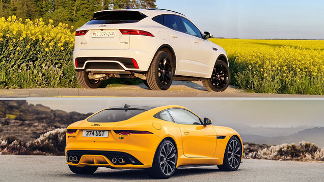 Vergleich Heckansicht Jaguar e Pace und Jaguar F Type