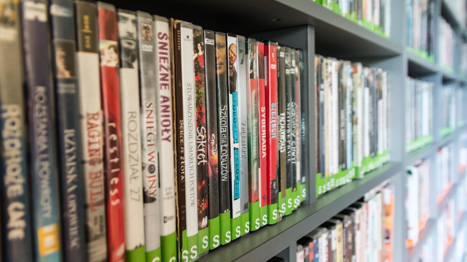 DVDs in einem Regal