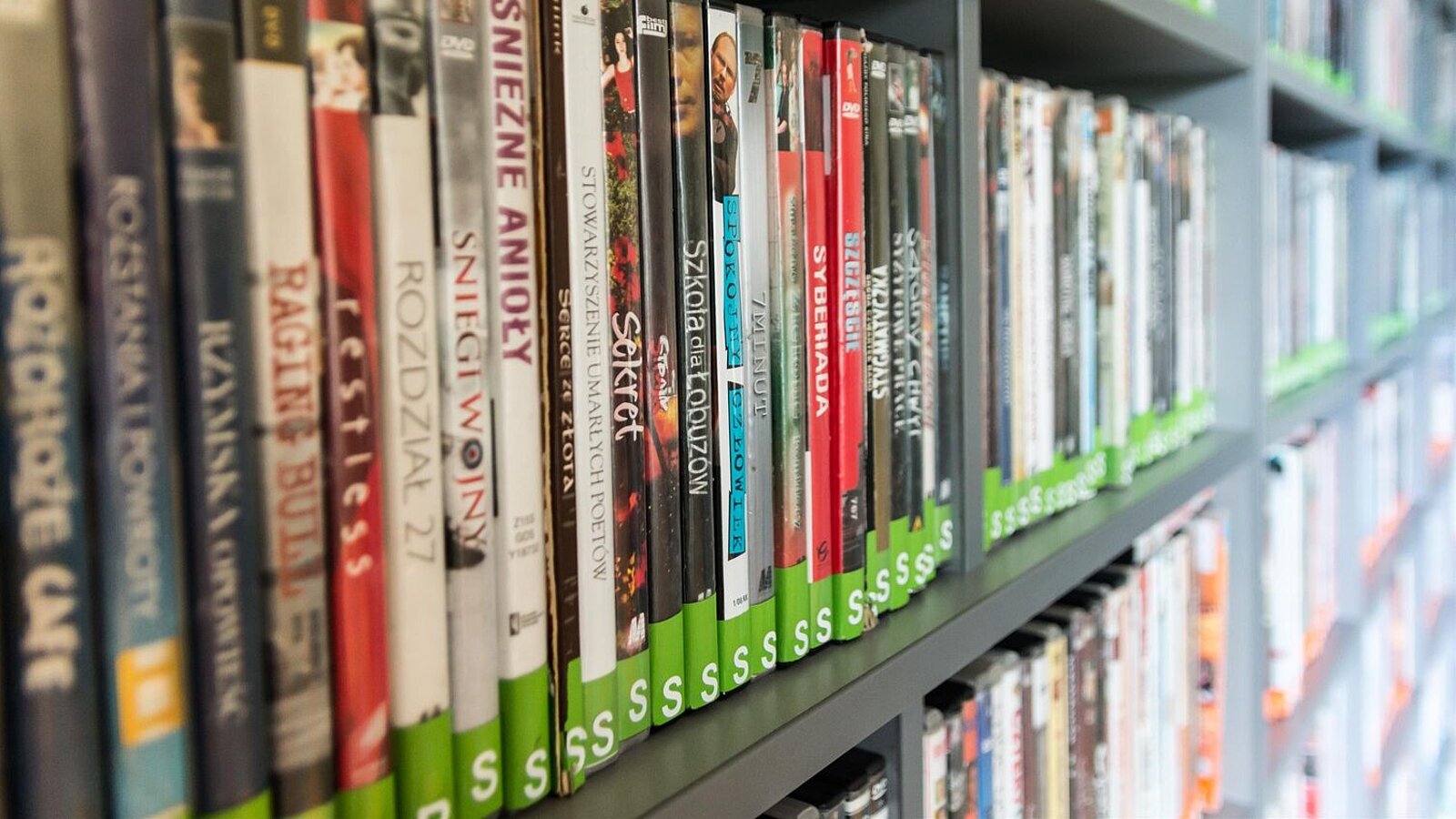 DVDs in einem Regal