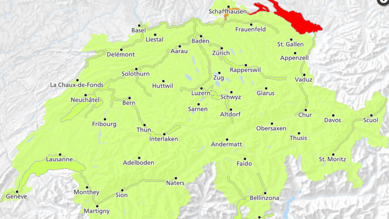 Kritische Lage: Vor allem rund um den Bodensee herum sind überschwemmte Strassen und Unterführungen derzeit keine Seltenheit. Bild: Bafu