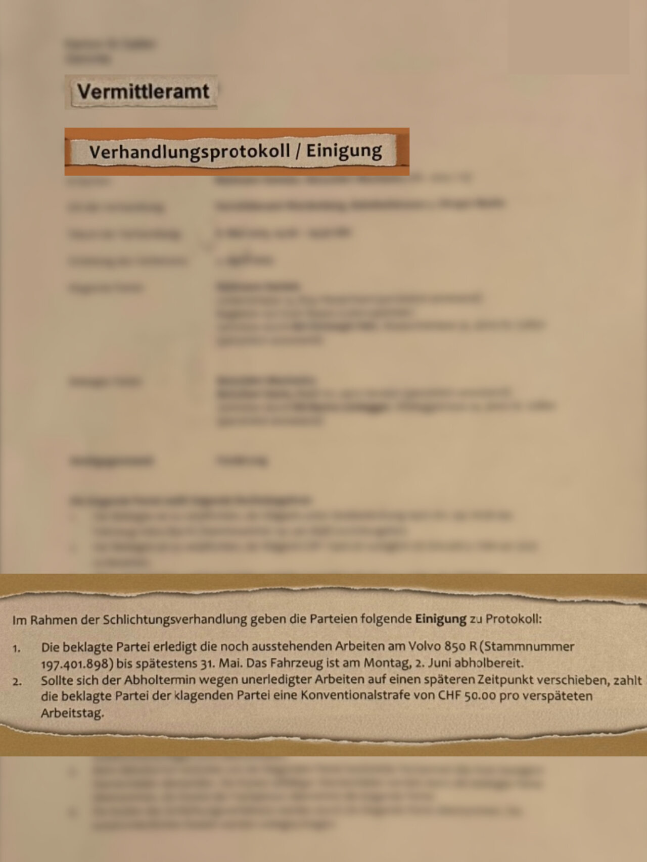 Einigung der Schlichtungsverhandlung
