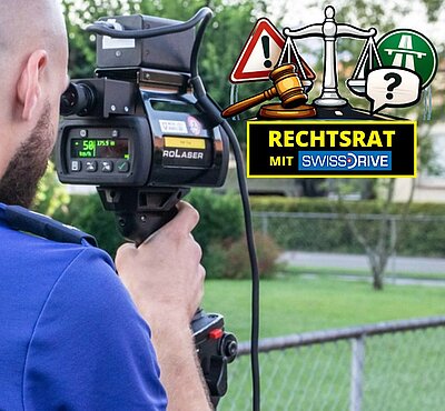 Polizist mit Laserpistole und Rubrik-Logo von STREETLIFE