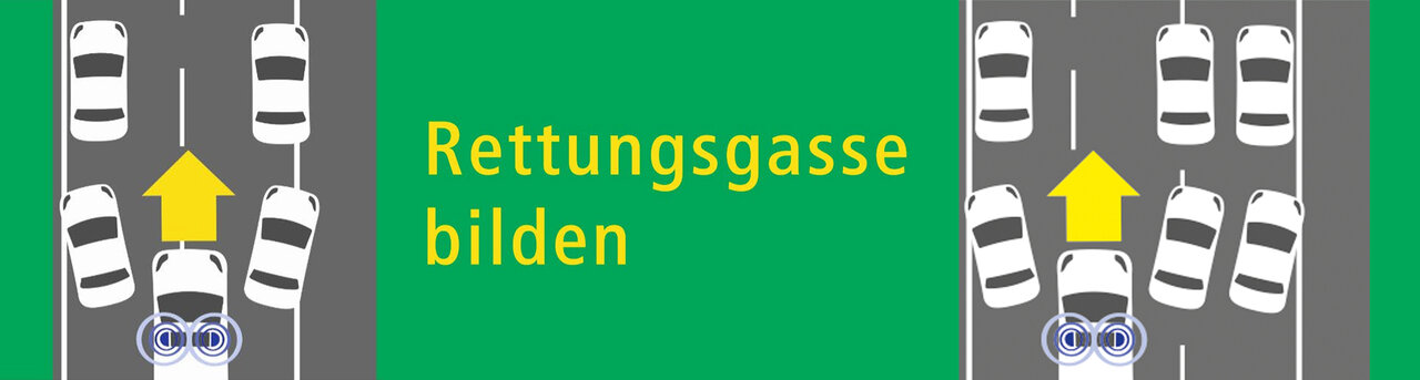 So bildet man eine Rettungsgasse auf der Autobahn.