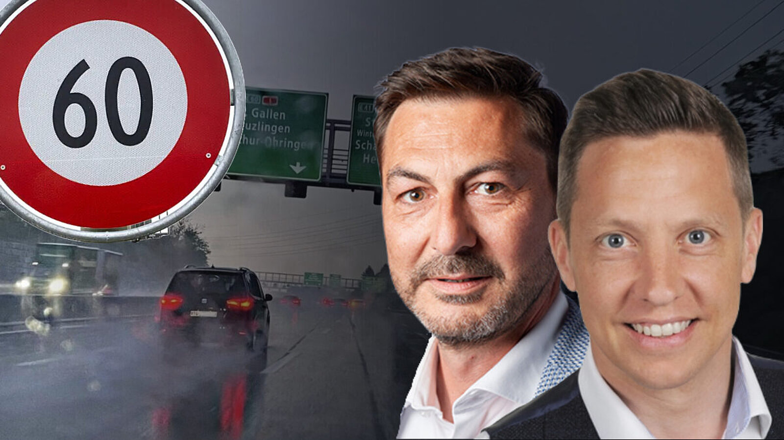 ASTRA-Sprecher Thomas Rohrbach (l.) rechnet damit, dass die Gerichte über die Temporeduktionen entscheiden werden. SVP-Nationalrat Christian Imark plant einen Vorstoss, der für flüssigen Verkehr auf Nationalstrassen sorgen soll. Bild: Bundesamt für Strassen, Parlament, STREETLIFE