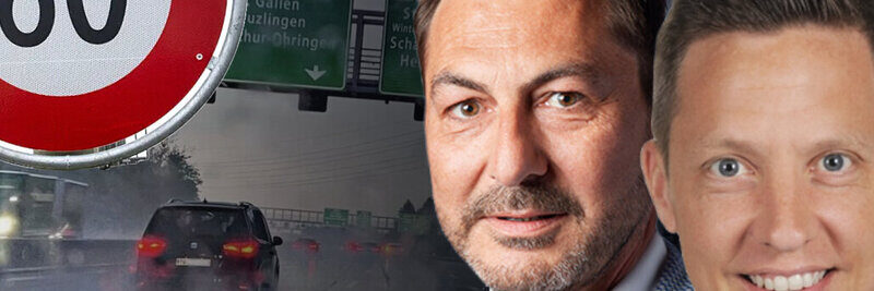 ASTRA-Sprecher Thomas Rohrbach (l.) rechnet damit, dass die Gerichte über die Temporeduktionen entscheiden werden. SVP-Nationalrat Christian Imark plant einen Vorstoss, der für flüssigen Verkehr auf Nationalstrassen sorgen soll. Bild: Bundesamt für Strassen, Parlament, STREETLIFE