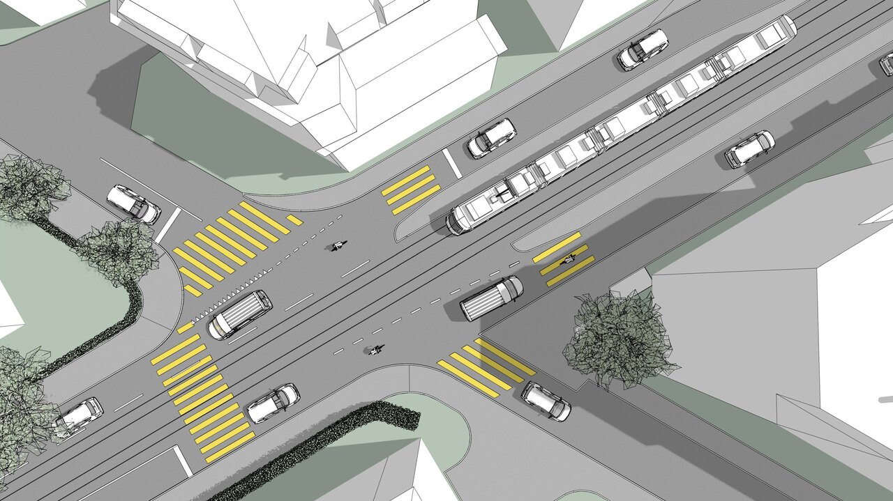 Aktuelle Visualisierung der Kreuzung Winterthurerstrasse und Letzistrasse.