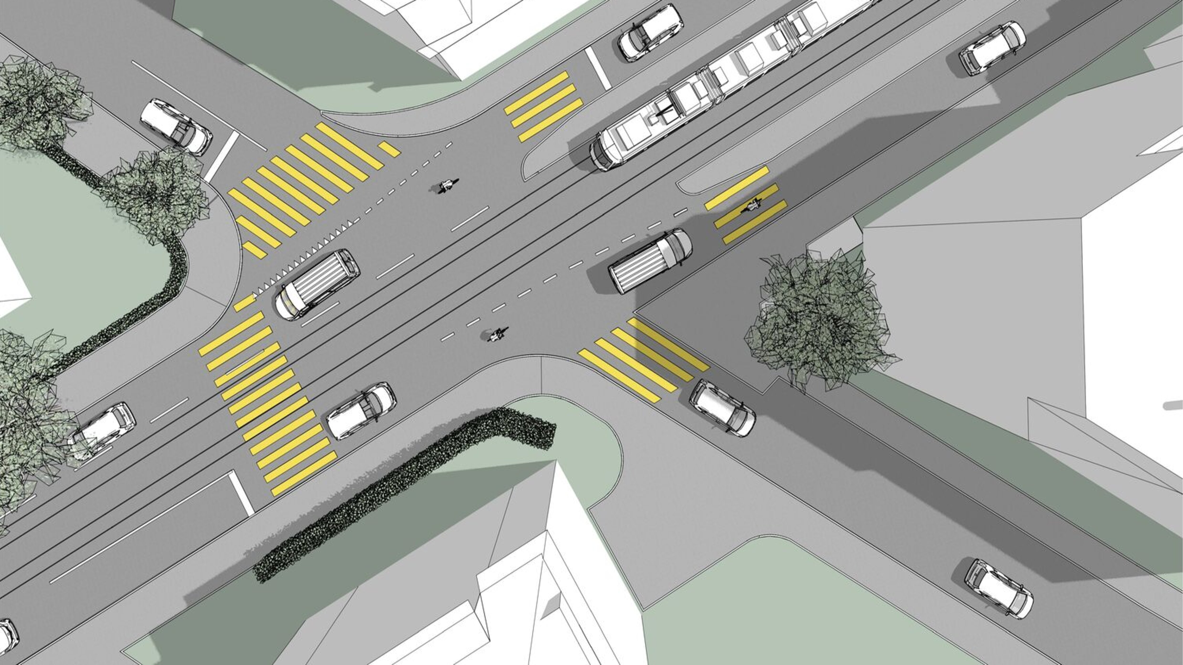Aktuelle Visualisierung der Kreuzung Winterthurerstrasse und Letzistrasse.