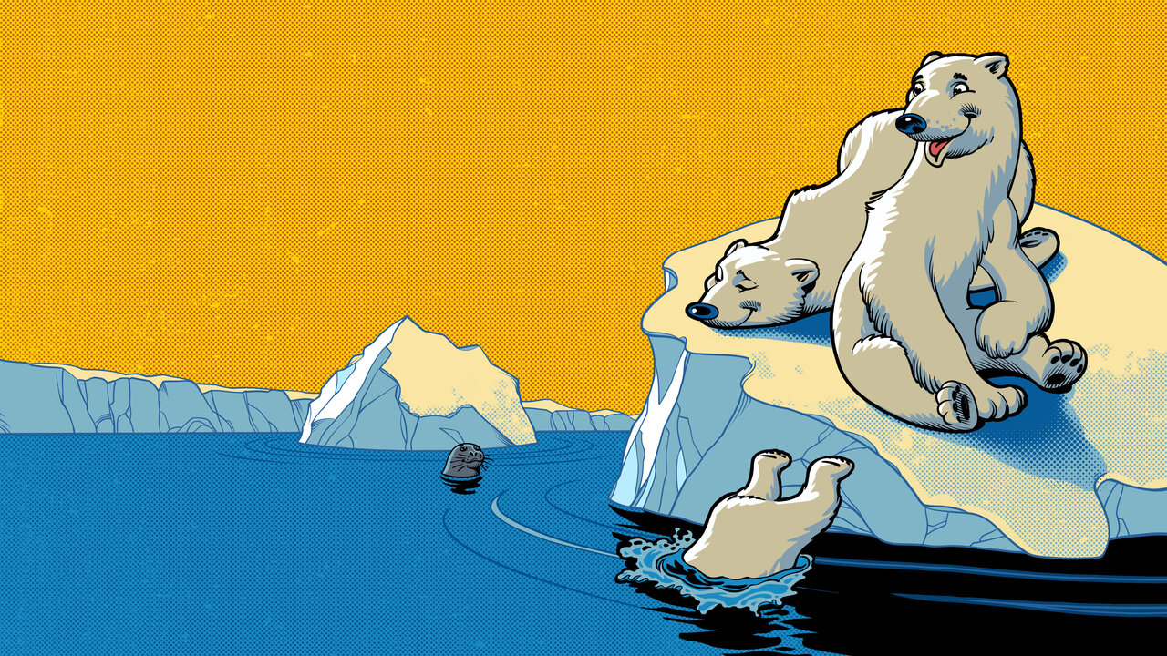 Illustrationen von Eisbären auf Eis