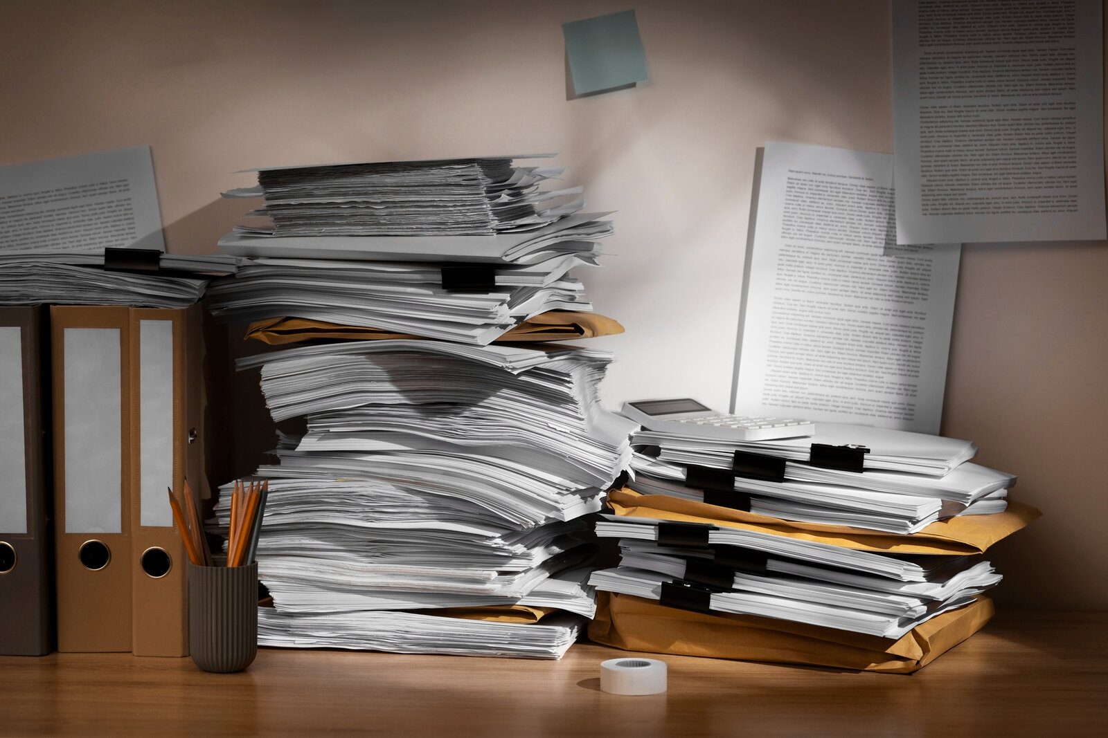 Papierstapel in einem Büro