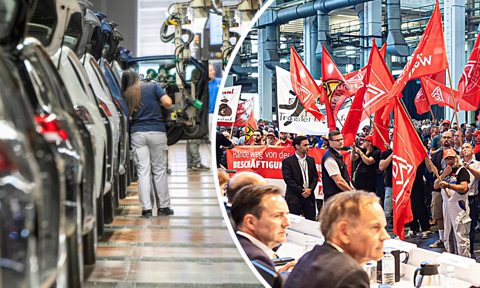 Der VW-Vorstand verkündete heute am Hauptsitz in Wolfsburg den harten Sparkurs. Es kam zu Protesten der Mitarbeitenden. Grafik: STREETLIFE, VW