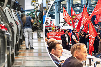 Der VW-Vorstand verkündete heute am Hauptsitz in Wolfsburg den harten Sparkurs. Es kam zu Protesten der Mitarbeitenden. Grafik: STREETLIFE, VW