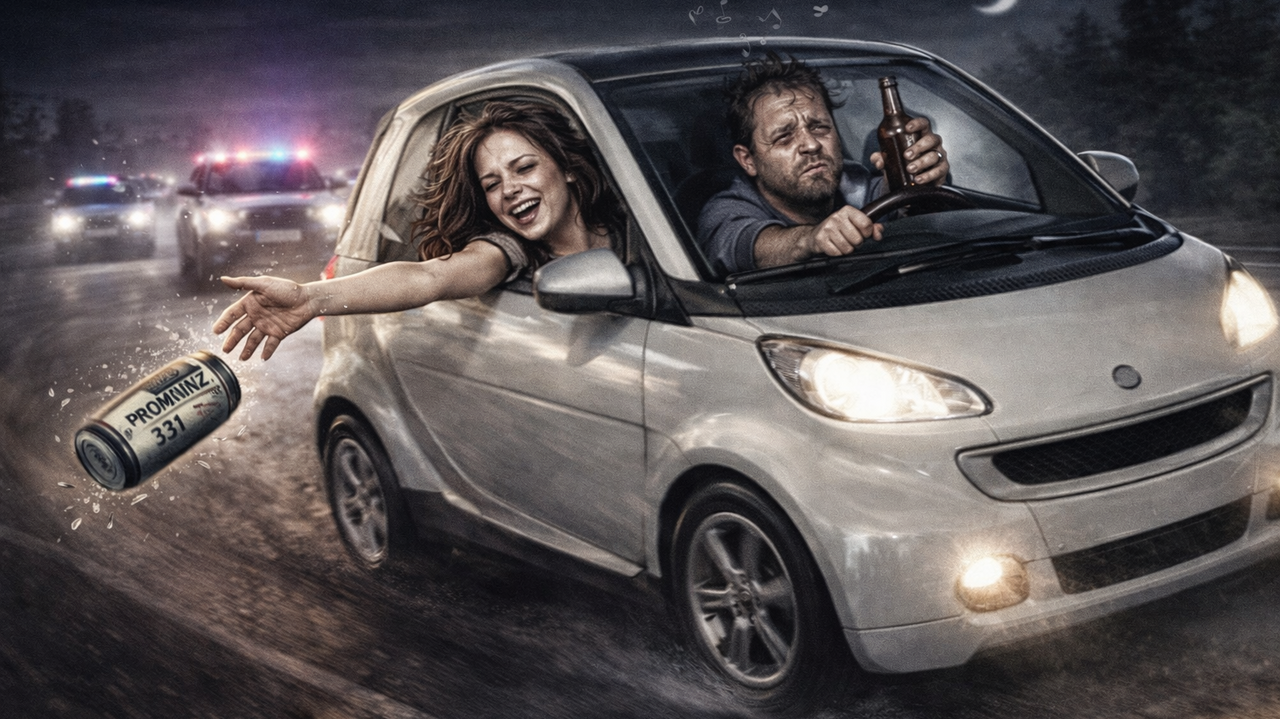 KI generiertes Symbolbild von zwei Betrunkenen in einem Auto