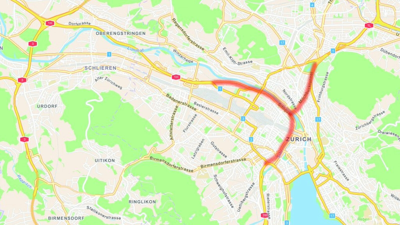 Karte von Zürich