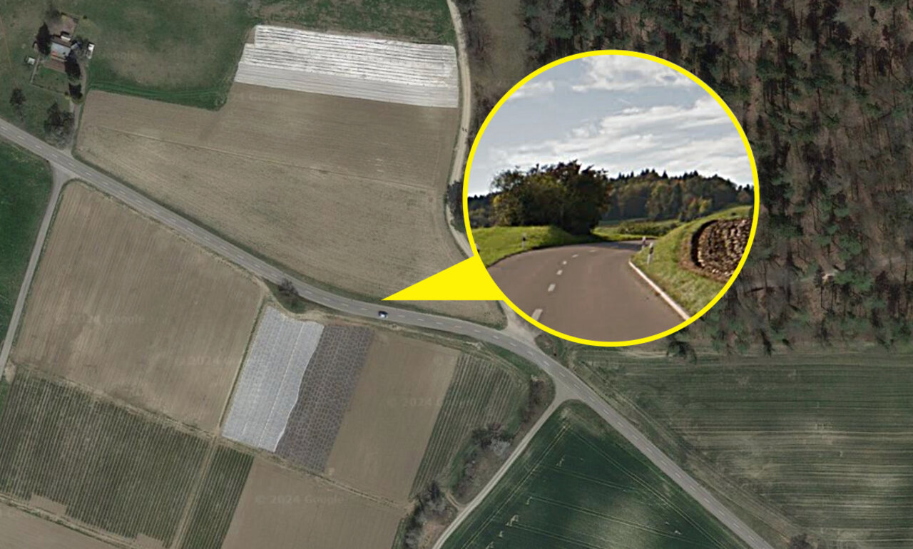 Auf dieser Strecke verlor der 20-Jährige mit 72 Stundenkilometern zu viel in der leichten Linkskurve die Kontrolle über sein Fahrzeug. Bild: Google maps, STREETLIFE
