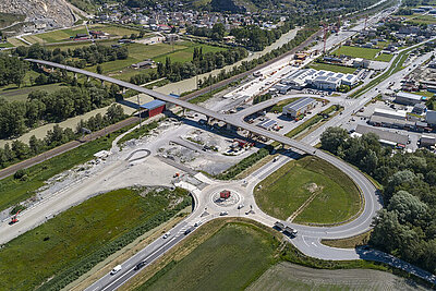 Baustelle des Autobahnanschluss Raren an der A9 im Kanton Wallis