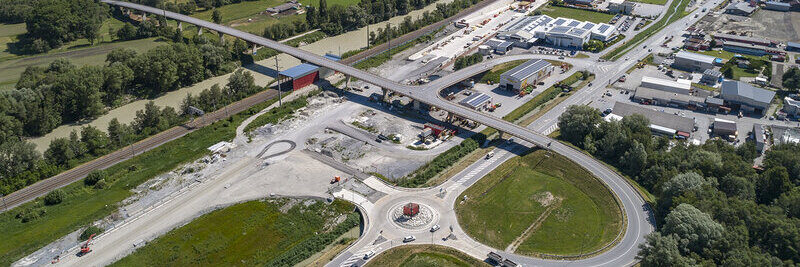 Baustelle des Autobahnanschluss Raren an der A9 im Kanton Wallis