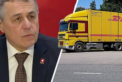 Aussenminister Ignazio Cassis anlässlich der Bekanntgabe des Vertragsabschlusses am 20. Dezember 2024. Mit den neuen EU-Verträgen könnten bald Gigaliner, 60-Tönner-Lastwagen, durch die Schweiz fahren. Bild: Bundesrat Youtube, Freepics