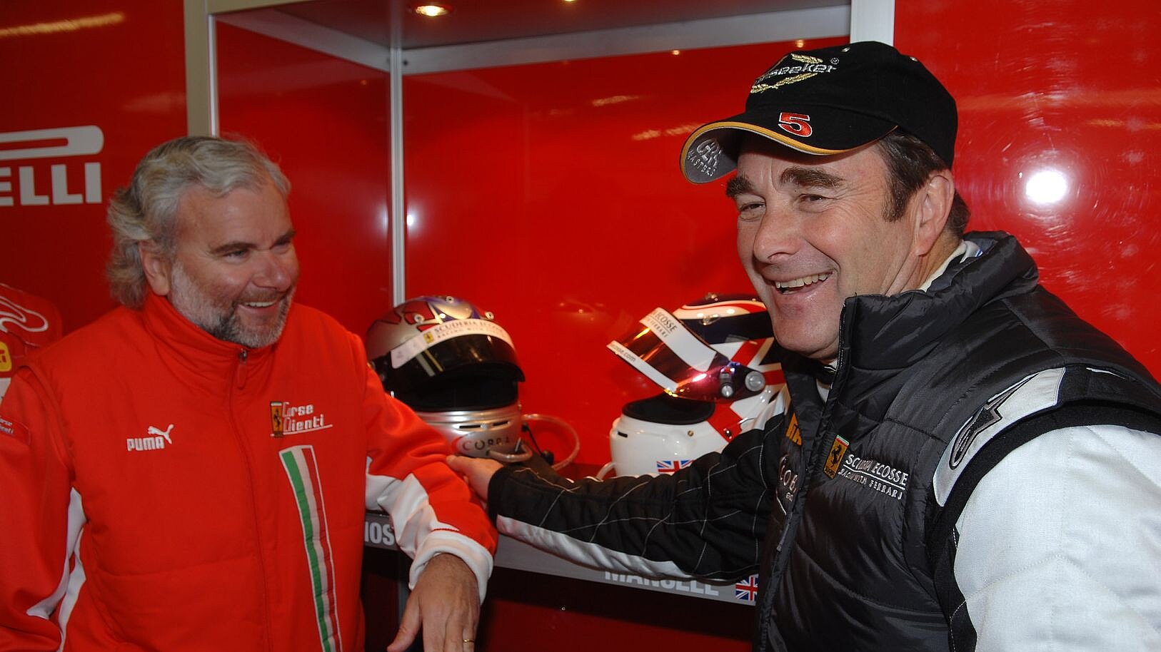 Nigel Mansell als Gast in der Ferrari-Box