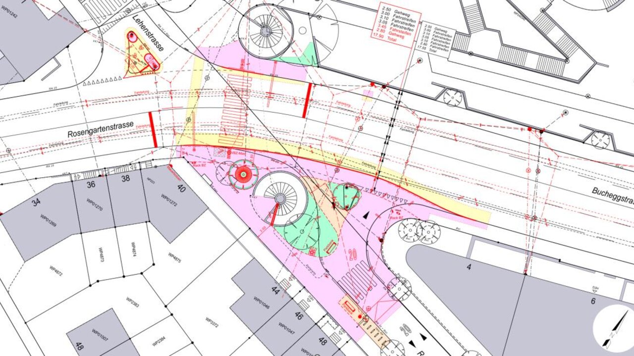 Der Plan für die Querungsstelle bei der Lehenstrasse.